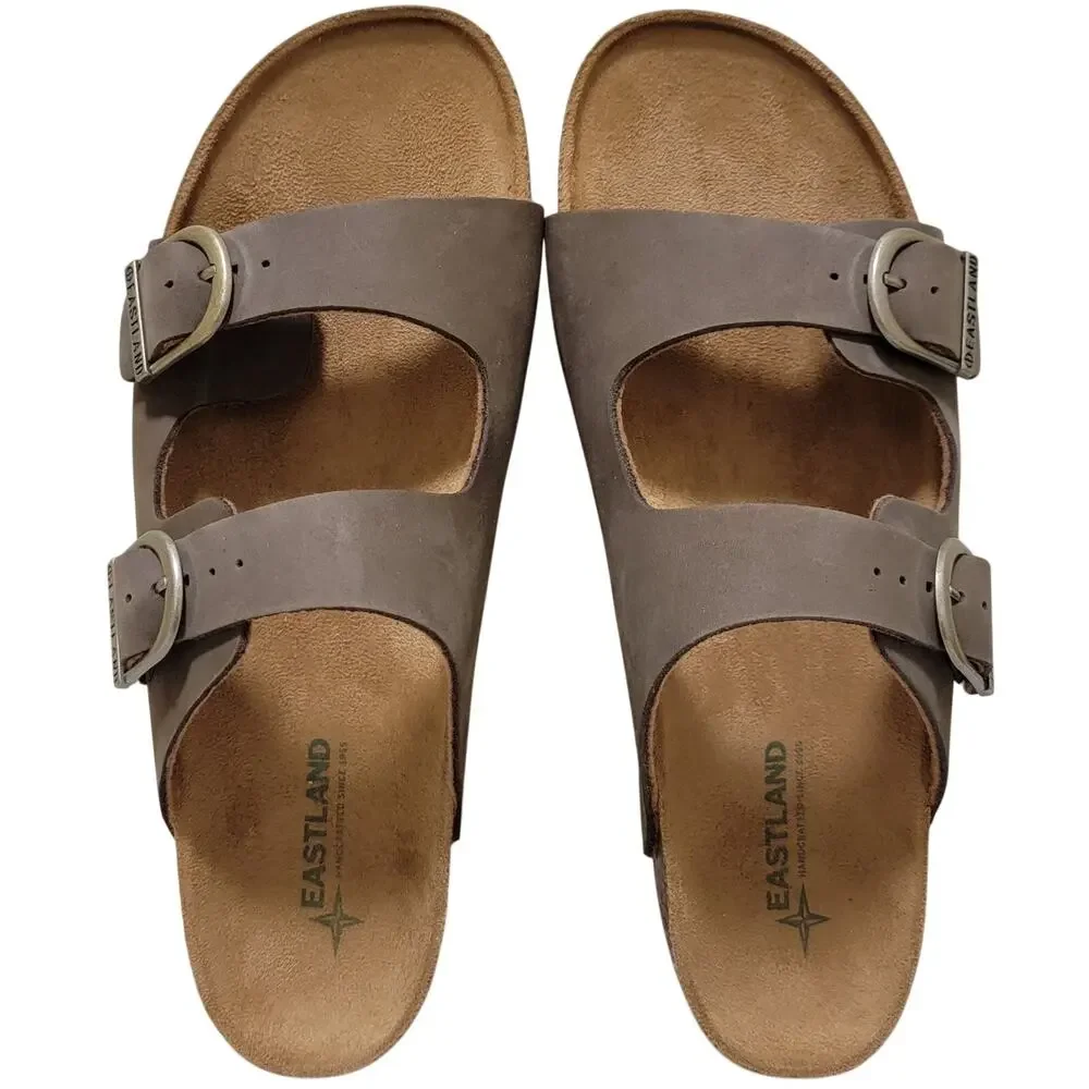 Eastland Men Cambridge Slip On Footbed Sandals Size US 9M Olive Nubuck Leather